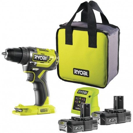 Ryobi ONE+ cordless drill/driver R18DD5-220S, 18 volts (green/black, 2x Li-ion battery 2.0 Ah, bag)