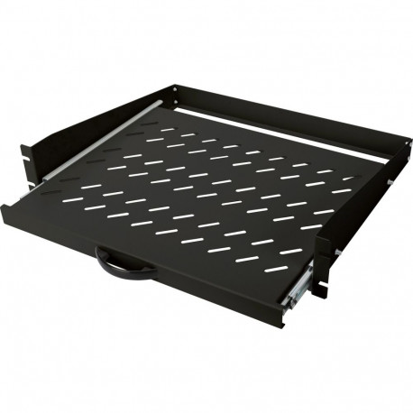 Ausziehbarer Fachboden zum Festeinbau in 483 mm (19")-Schränke (schwarz, 2 Höheneinheiten)