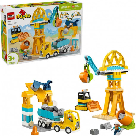 LEGO 10476 DUPLO Town Construction Site with Construction Vehicles - 3-in-1 Set, Construction Toy