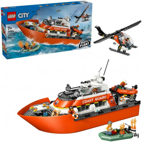 LEGO 60504 City Coast Guard Rescue Boat with Helicopter, Construction Toy