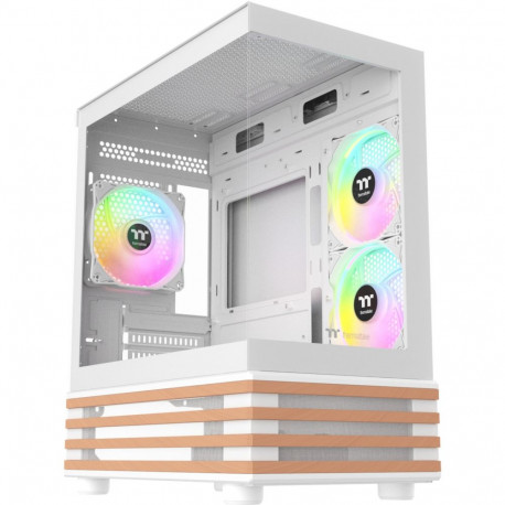 Thermaltake View 170 WS ARGB, Tower case white/wood, Tempered Glass x 2, Wood texture