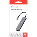 Verbatim USB-C Essentials Multiport Hub, Card Reader, Docking Station, Silver