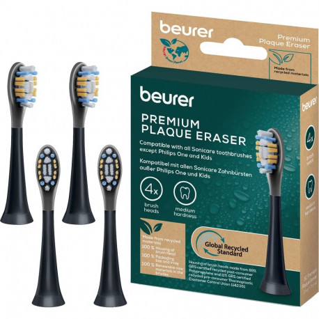 Beurer SC Premium Plaque Eraser Green Planet, black brush head, 4-pack