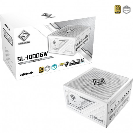 Steel Legend toiteplokk SL-1000GW 1x 12-Pin High Power GPU 3x PCIe kaablijuhtimine 1000W, valge