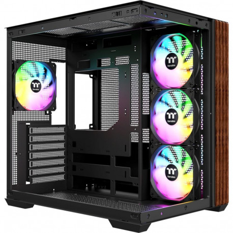 Thermaltake View 380 WS ARGB, Tower Case black/wood, Tempered Glass x 2, Wood Texture