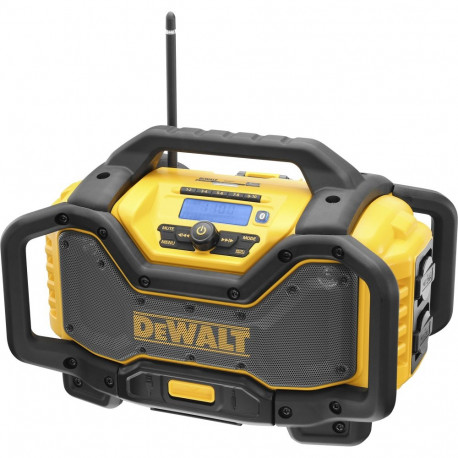 DEWALT DCR027-QW Cordless and Mains Radio, Construction Site Radio, Yellow/Black, FM, DAB+, AUX, Blu