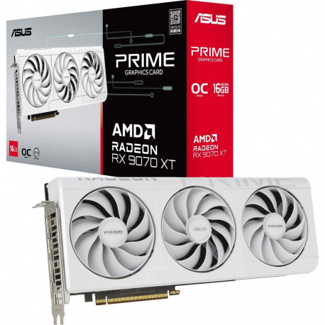 ASUS Radeon RX 9070 XT PRIME WHITE OC Edition, graphics card white, RDNA4, GDDR6, 3x DisplayPort, 1x