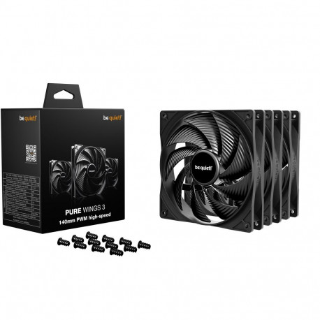 Pure Wings ventilaatorid 3 140mm PWM suure kiirusega 3-pakk, must