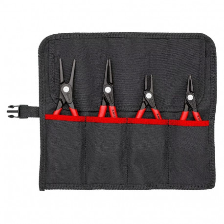 KNIPEX circlip pliers set O 12 - 60mm, 4-piece red, 4x straight tips, in roll-up bag