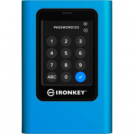 Kingston IronKey Vault Privacy 80 7.68 TB, External SSD blue/black, USB-C 3.2 Gen 1 (5 Gbit/s)