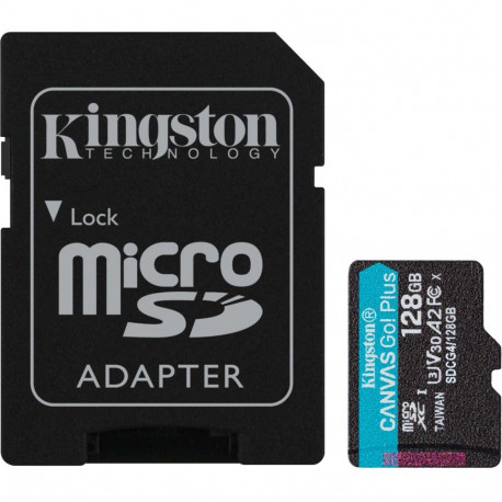 Kingston Canvas Go! Plus 128 GB microSDXC memory card, black, UHS-I U3, Class 10, V30, A2