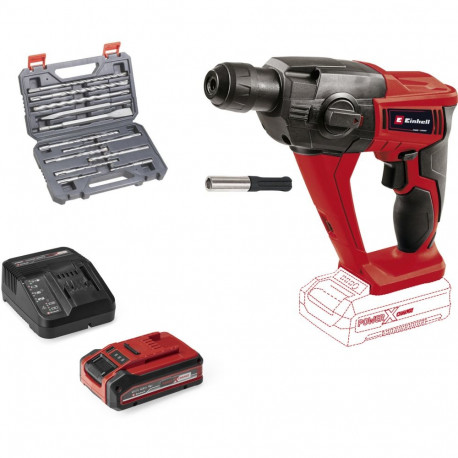 Power X-Change aku puurvasar TE-HD 18 Li 18V Li-Ion 4,0Ah Plus puur-meisli komplekt, punane/must
