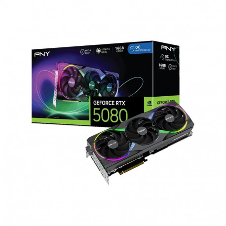 PNY GeForce RTX 5080 ARGB OC, graphics card DLSS 4, 3x DisplayPort, 1x HDMI 2.1