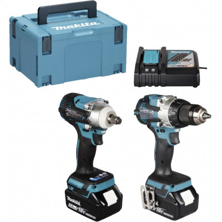 Makita cordless combo kit DLX2533TJ, cordless drill DDF489Z + cordless impact wrench DTW300Z, 18 vol
