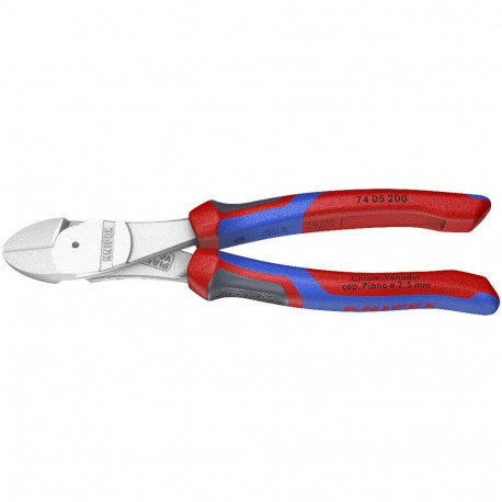 Kraft-Seitenschneider 74 05 200 (rot/blau, Länge 200mm, mit KNIPEXtend-Schnittstellen)