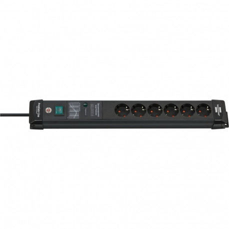Brennenstuhl Premium-Line 6-way power strip, black, 5 meters, 60,000A surge protection