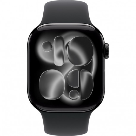 Apple Watch Series 11, Smartwatch black (glossy), aluminum, 46 mm, black sport band S/M