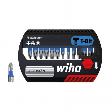 Wiha FlipSelector T-Bit 25mm bit set, 13 pieces, black/blue, PH/PZ/TX