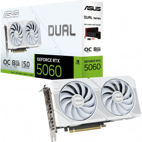 ASUS GeForce RTX 5060 DUAL OC WHITE 8GB, graphics card DLSS 4, 3x DisplayPort, 1x HDMI 2.1