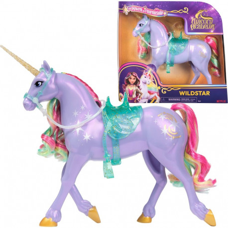 Unicorn Academy - Einhorn Wildstar (28 cm groß, mit echter Mähne und Schweif, abnehmbarem Zaumzeug, 