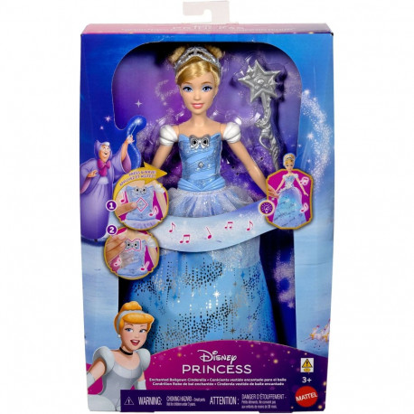 Mattel Disney Princess Cinderella fashion doll in an enchanting ball gown with lights and sounds