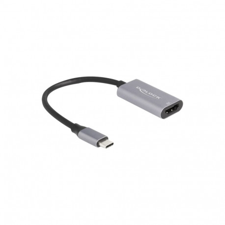 USB-adapter, USB-C pistik > HDMI pesa 8K 30Hz 15cm HDR ja HDCP, hall/must
