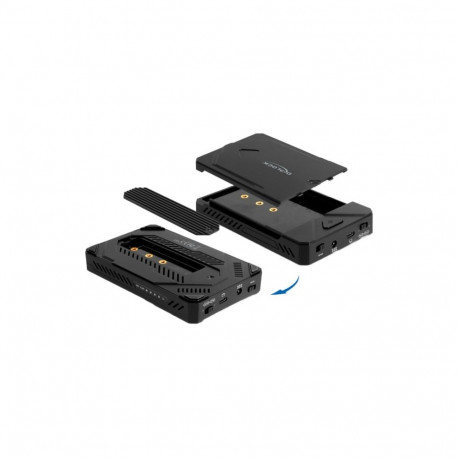 USB Type-C Gehäuse für 1 x M.2 NVMe SSD + 1 x 2.5″ SATA SSD / HDD (schwarz, mit Klon Funktion)