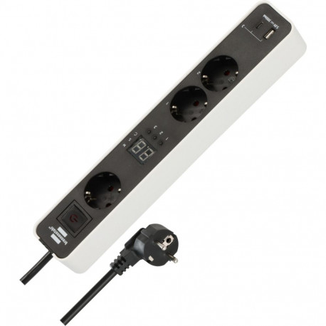 Ecolor Steckdosenleiste 3-fach, 2x USB, mit 3 Countdown Timern (weiß/schwarz, 1,5 Meter Kabel, USB-A