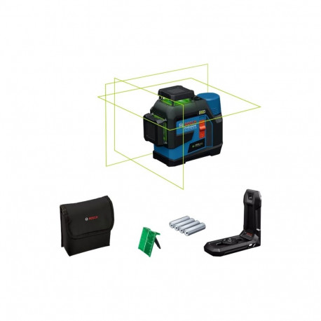 Akku-Linienlaser GLL 12V-100-33 CG Professional (blau/schwarz, grüne Laserlinien, inkl. Universalhal