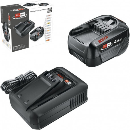 Bosch DIY & Garden Cordless Starter Set 18V 1x 4.0Ah + Quick Charger AL 18V-44 black, Li-ion battery