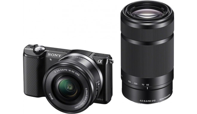 Sony a5000 + 16-50mm + 55-210mm komplekts, melns