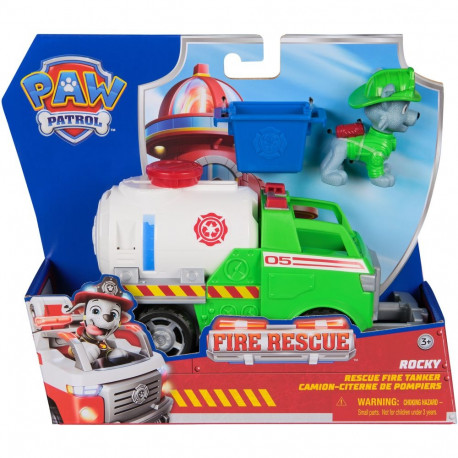 Paw Patrol Fire Rescue - Rockys Tanklaster (mit Greiferklaue und Behälter sowie Rocky Hundefigur)