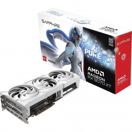 SAPPHIRE Radeon RX 9070 XT Pure, graphics card white, RDNA4, GDDR6, 2x DisplayPort, 2x HDMI 2.1
