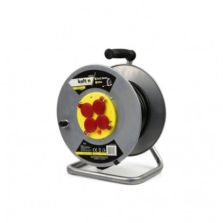 Metāla pagarinātājs ar termoaizsardzību, 25m, 3x2,5mm, 4 ligzdas, K00232, Keltin