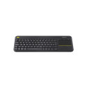 Logitech K400 Plus Touch Wireless Keyboard, RF Wireless, US, Black