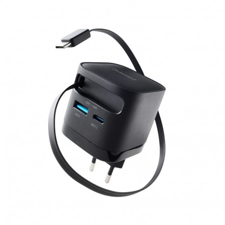 Intenso Power Adapt. W65ACIC 65W 2xUSB-C/USB-A ausziehb.Kab. schw