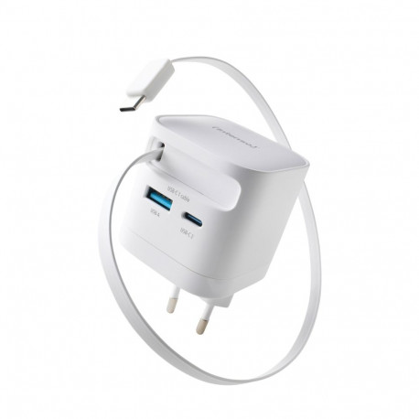 Intenso Power Adapt. W65ACIC 65W 2xUSB-C/USB-A ausziehb.Kab. weiß