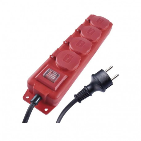 Voolupikendusjuhe 10m, 3x1,5 mm² 4 pesa + lüliti, kummi kaabel, IP44 EMOS