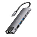 adapter (HUB) USB tüüpi C HDMI/2x USB3.0/2x USB tüüpi C/RJ45
