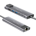 adapter (HUB) USB tüüpi C HDMI/2x USB3.0/2x USB tüüpi C/RJ45