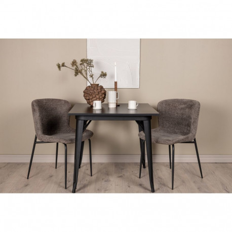 Söögitoa komplekt TEMPE&MODESTO 2 tooli, must/tumehall