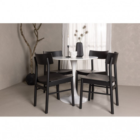 Söögilaua komplekt HAMDEN 4 tooliga MONTROS, valge