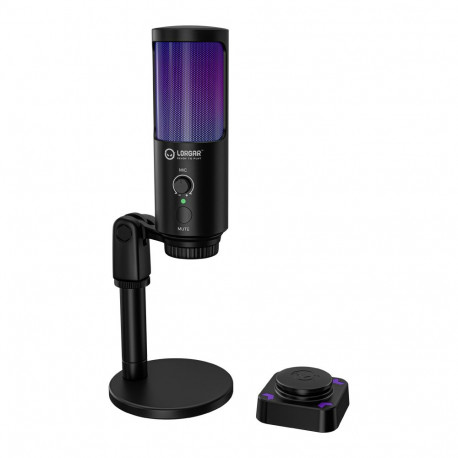LORGAR SMP40, RGB Microphone with external mute button and metal stand, Black