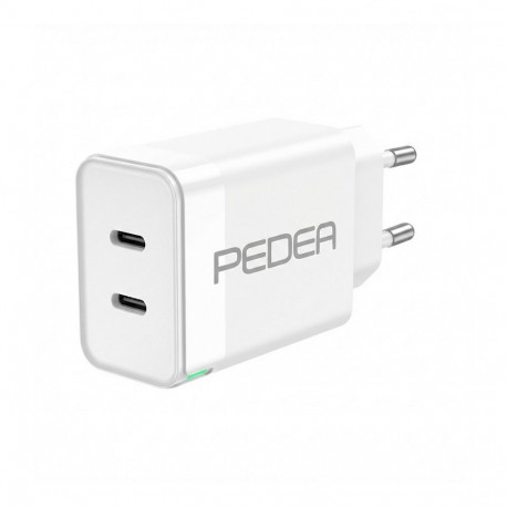 "PEDEA 40W USB-C (PD) Schnellladegerät - 2-Ports Mehrfach Handy-Ladegerät mit USB-C, weiß"