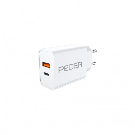 PEDEA 20W USB-C (PD) kiirlaadija – 2-pordiline mobiiltelefoni laadija USB-C ja USB-A liidesega, valg
