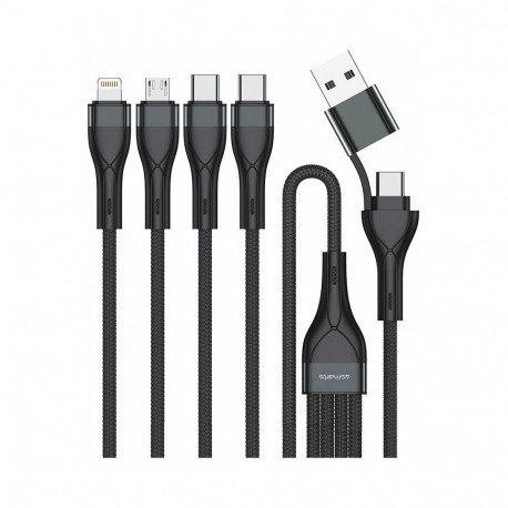 4smarts USB-C/A universaalne laadimiskaabel 4in2 1.2m, must