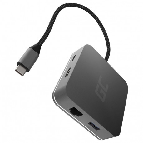 Green Cell AK61 6-pordiline USB-C jaotur 3xUSB 3.0; USB-C; HDMI; Gigabit LAN