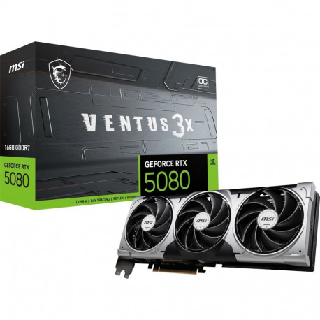 MSI GeForce RTX 5080 VENTUS 3X OC, graphics card DLSS 4, 3x DisplayPort, 1x HDMI 2.1