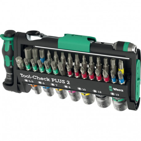 Tool-Check tööriistakomplekt PLUS 2 39-osaline sh. 1/4" bit-ratš, must/roheline