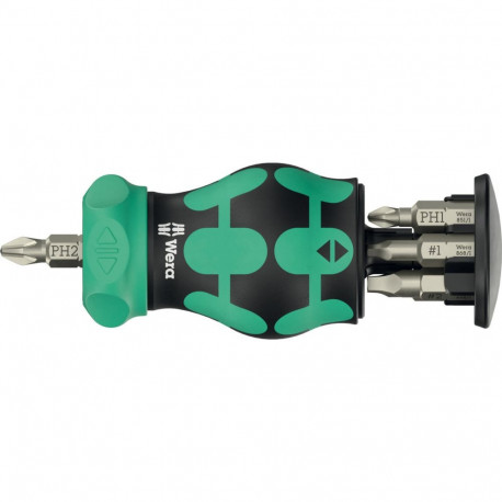 Kraftform Kompakt Stubby Magazin RA 4 (schwarz/grün, 6-teilig, 1/4", mit Ratschenfunktion)